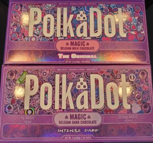 NEW! Polkadot 4 Gram mushroom Belgian Chocolate- Special Price  $60 Each!