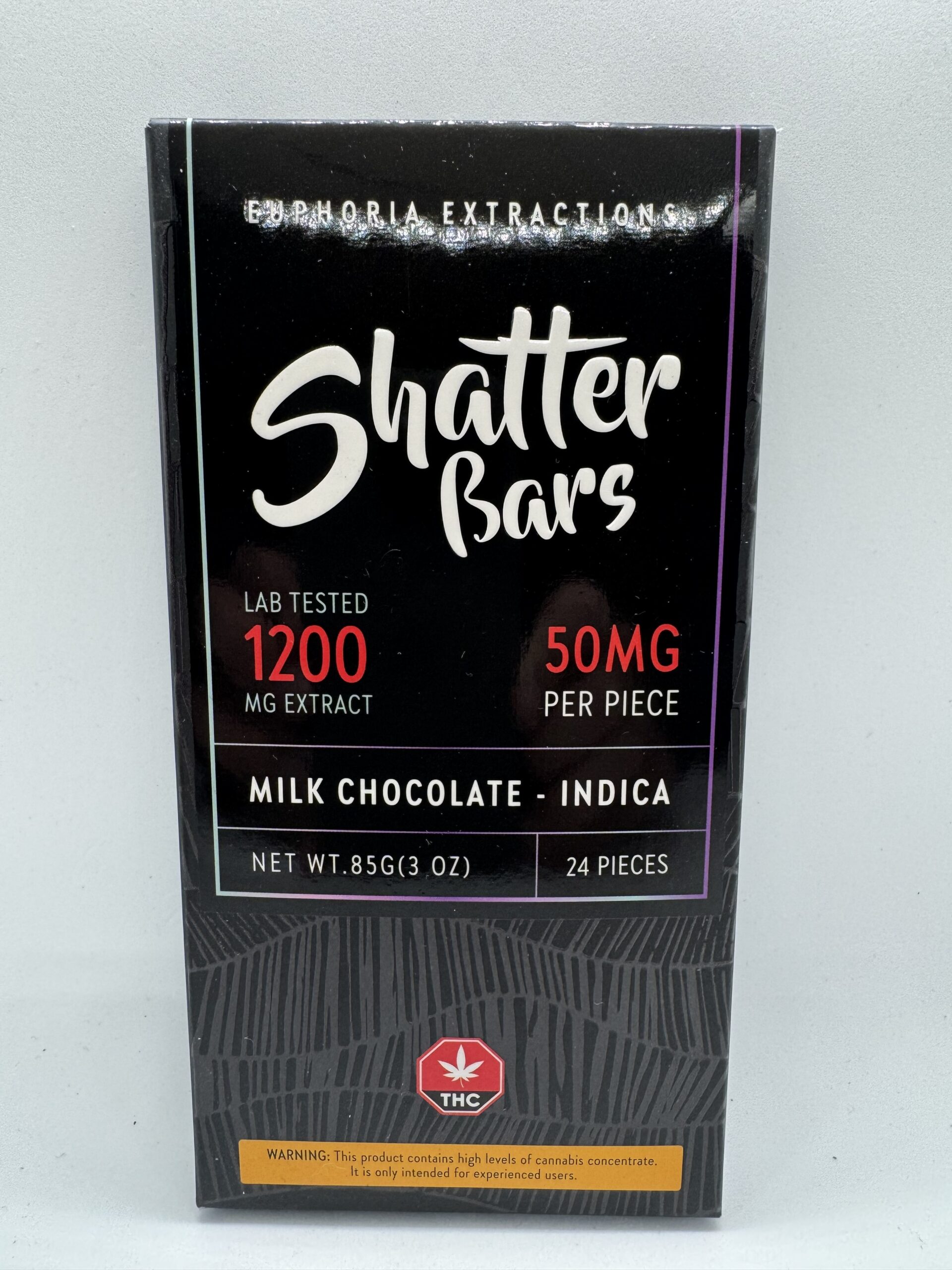 MILK CHOCOLATE INDICA 1200MG SHATTER BARS