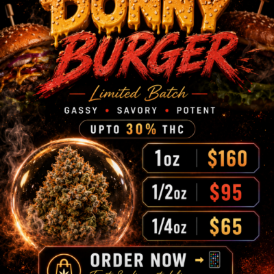 🍔 Donny Burger - Premium Gas Indica | Upto 30% THC | Special Price 160$ Oz