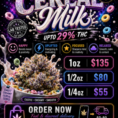 🍼 Cereal Milk – Premium Creamy Hybrid | Up to 29% THC | Special Price $135/Oz